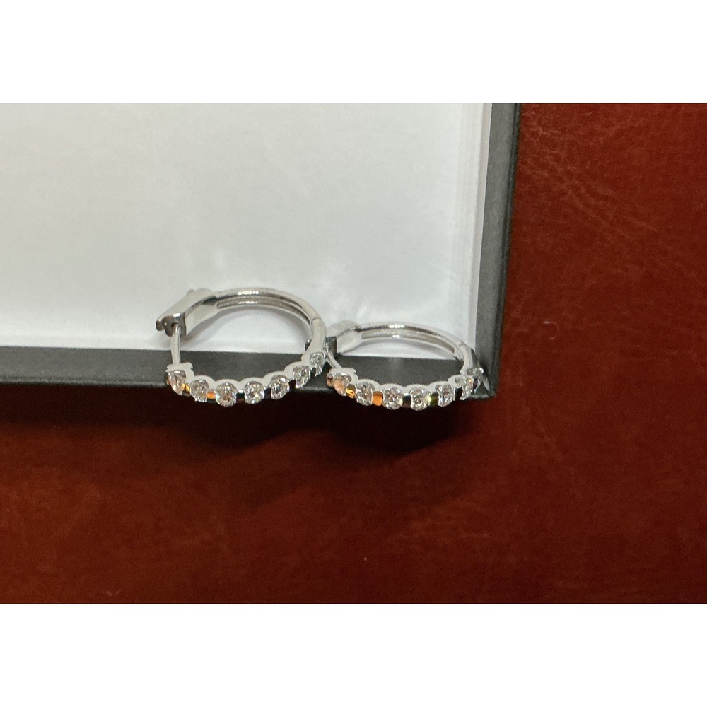 Diamond Sterling Silver Hoop Earrings, tension set, 1.10 carats - Picture 7 of 14